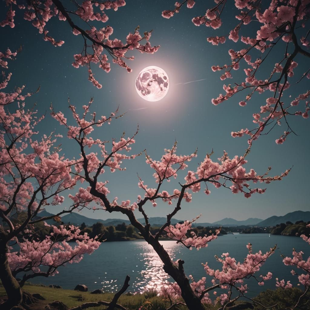 Pink Blossom Tree Waving in Wind