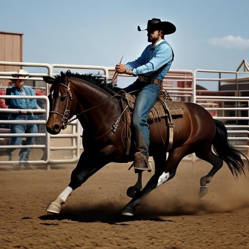 Rodeo Cowboy on Bucking Bronco