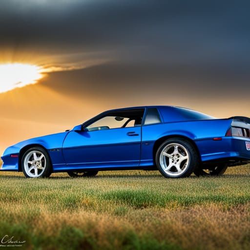 1990 Chevy Camaro in Autumn Sunset Landscape