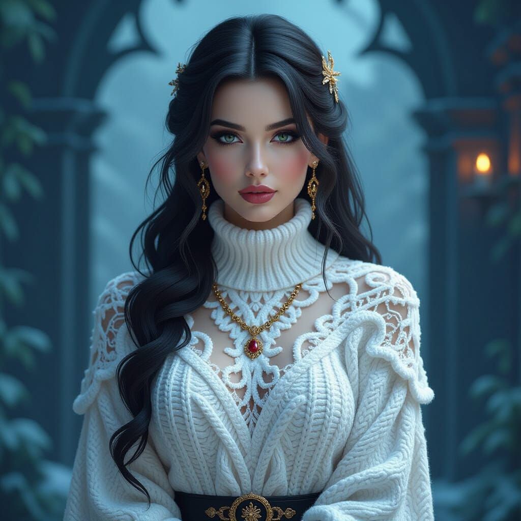 beautiful gothic style woman in a GOTHIC  WHITE CHRISTMAS  S...