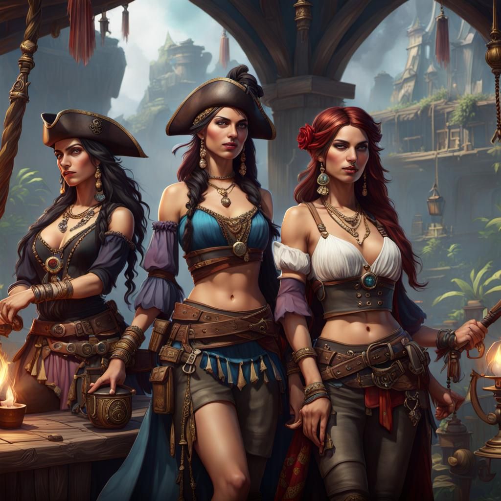 Three Gypsy Pirate Sisters: Fantasy Concept Art