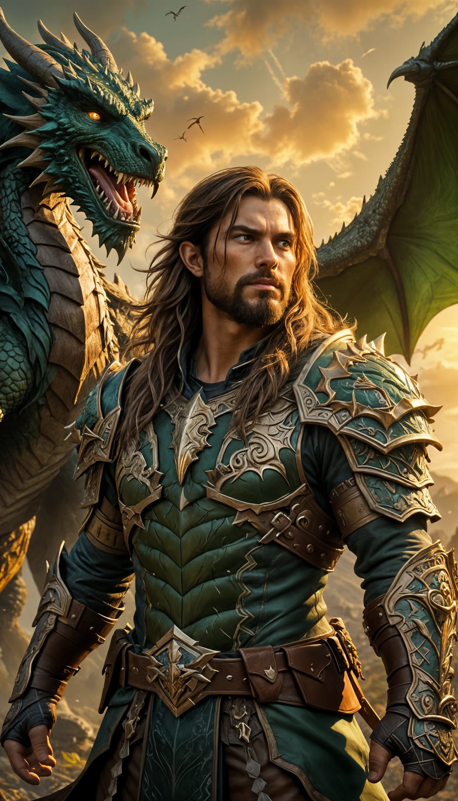 Warcraft-Inspired Human Ranger in Epic Fantasy Battle