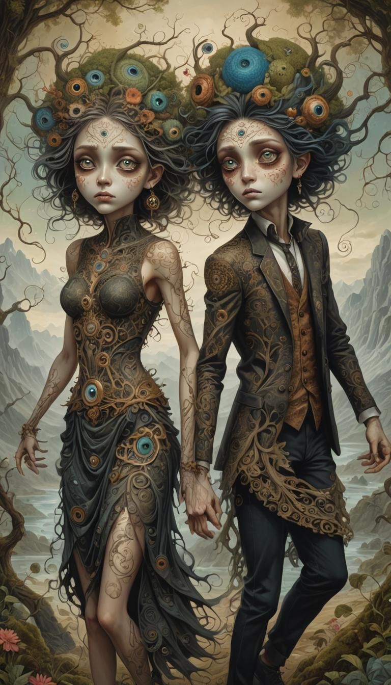 Dancing Androgynes in Surrealist Style