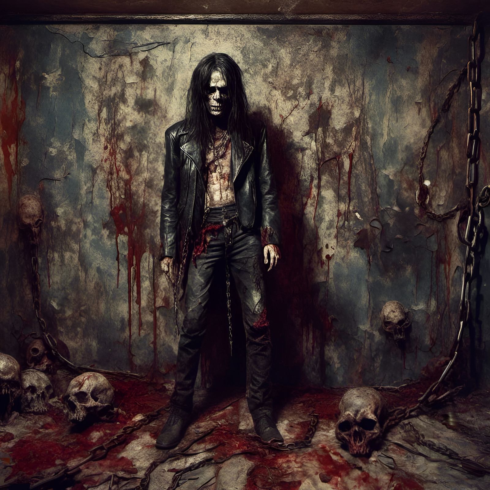 Rocker Zombie in Macabre Heavy Metal Style