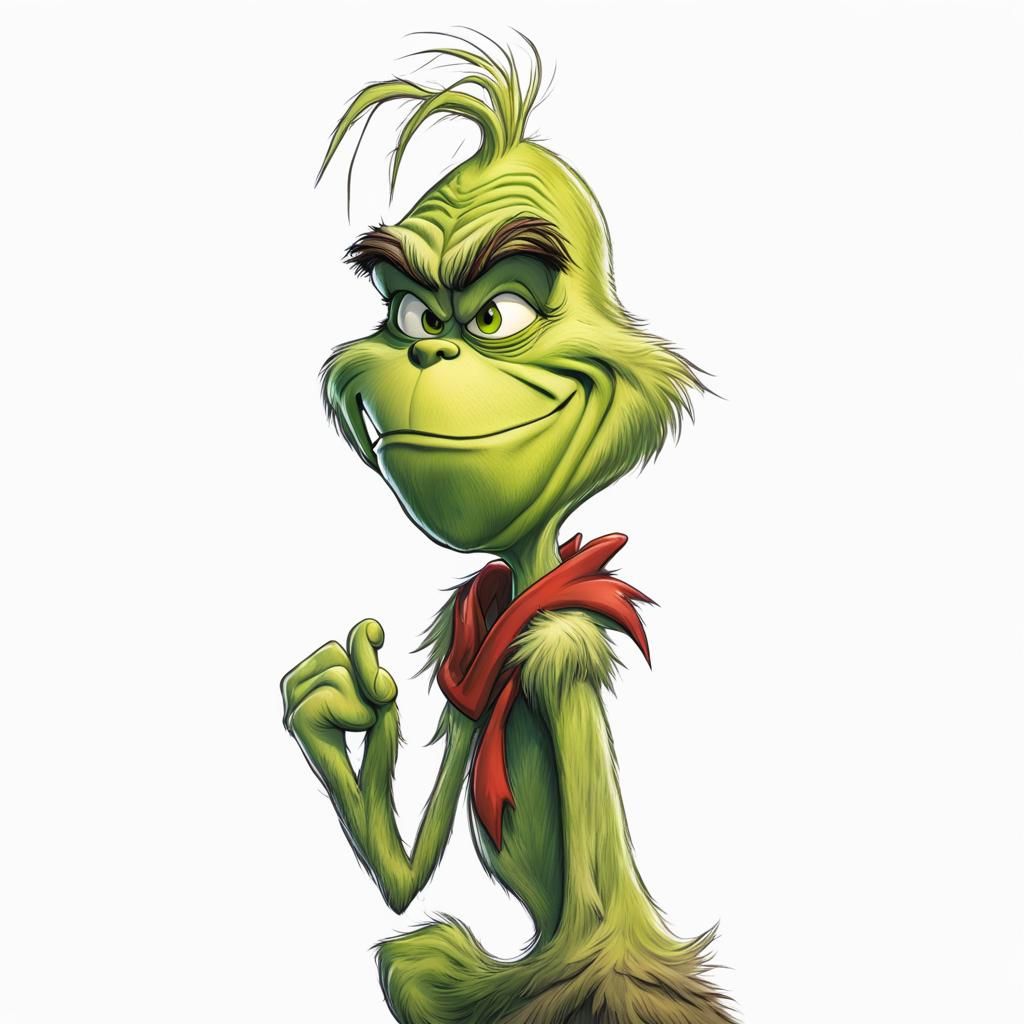 Grinch Portrait in Comic Style Caricature
