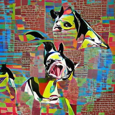 Boston Terrier Psycho Mode Pop Art Portrait