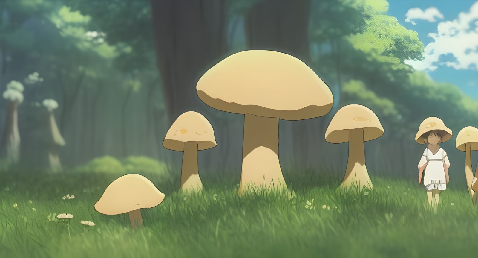 Mushroom People in Ghibli Anime Style