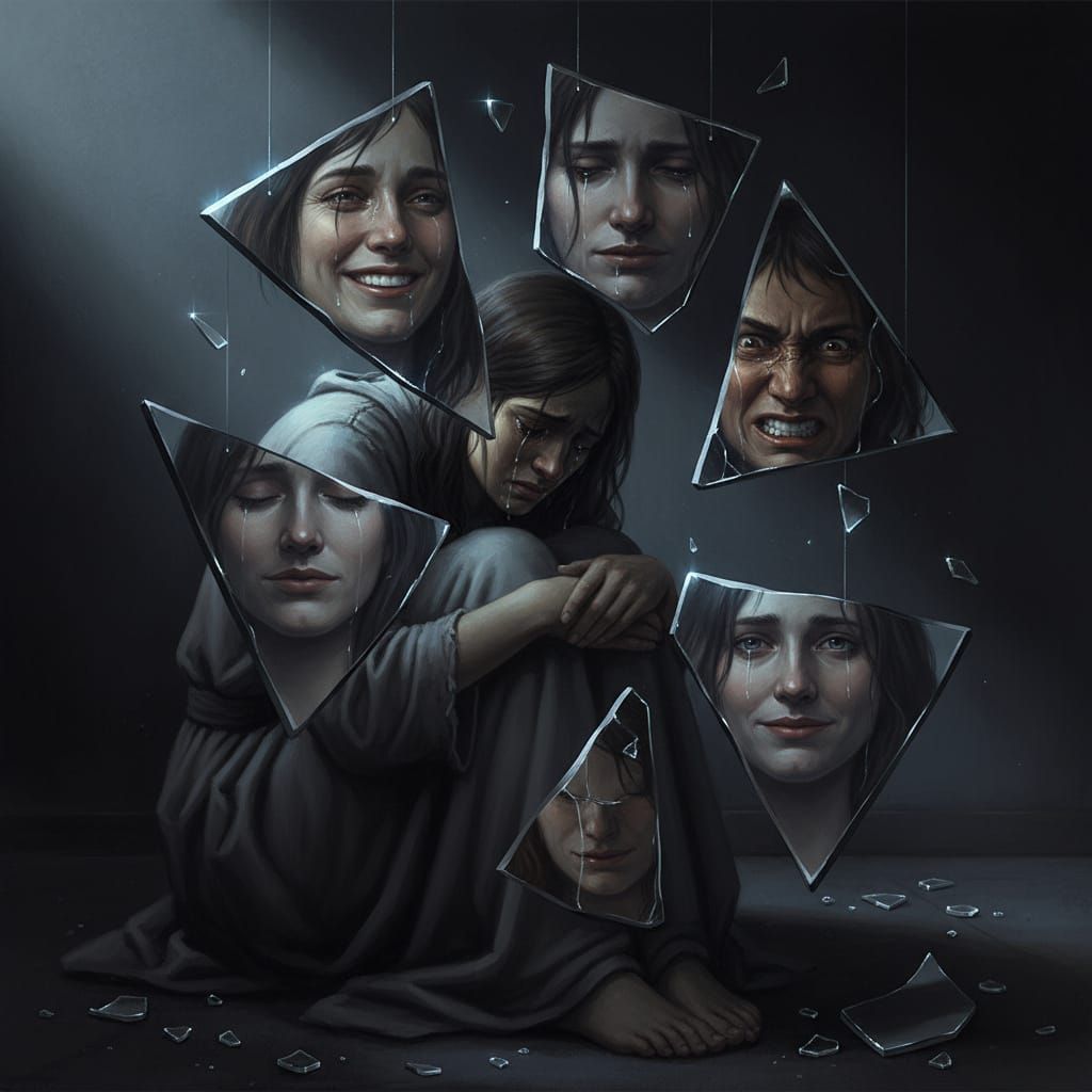 Fragmented Reflections of Emotion in Chiaroscuro Style