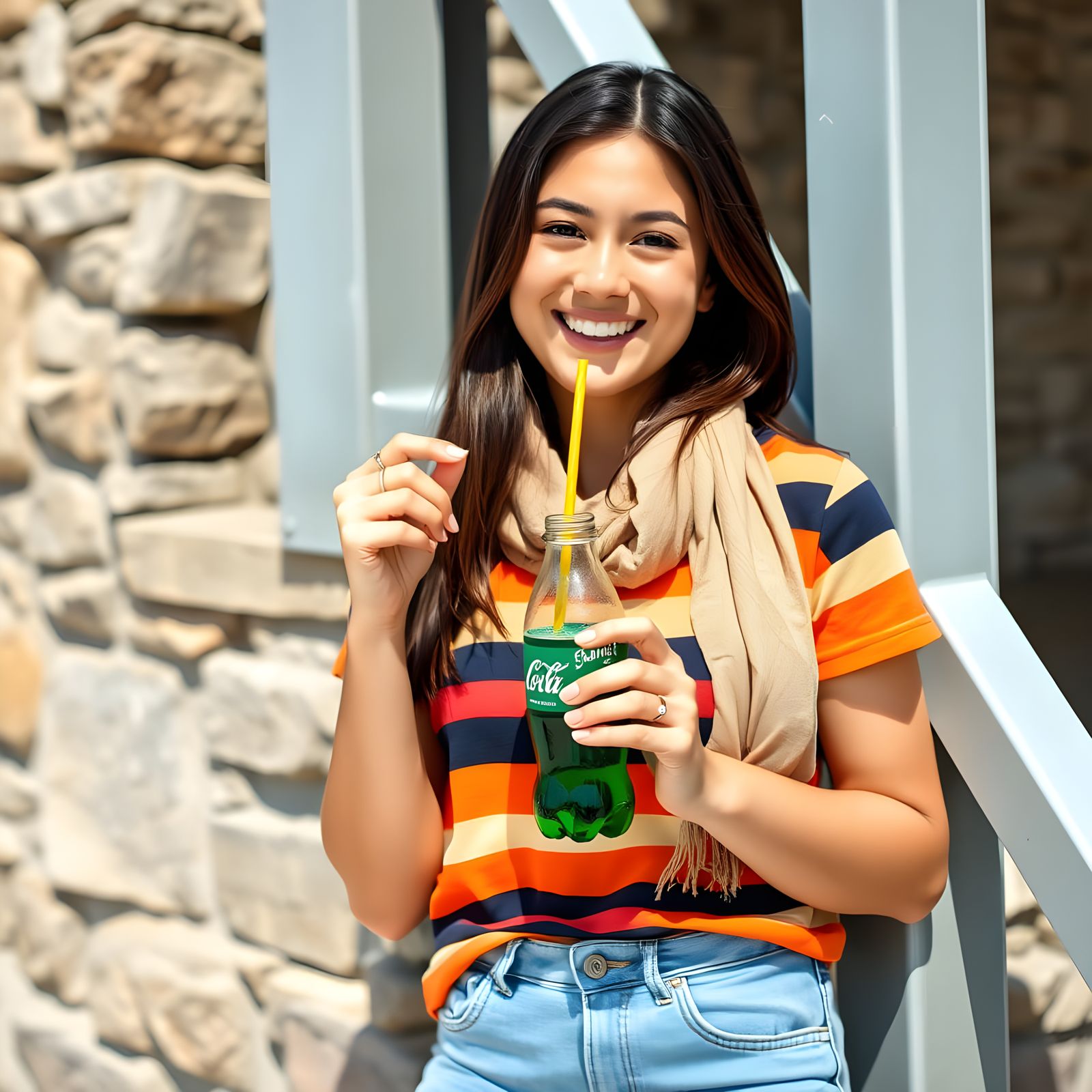 Woman with Coca Cola: Casual Outdoor Portrait