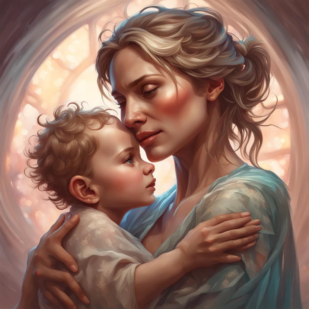 Loving Mother and Baby Portrait in 8K