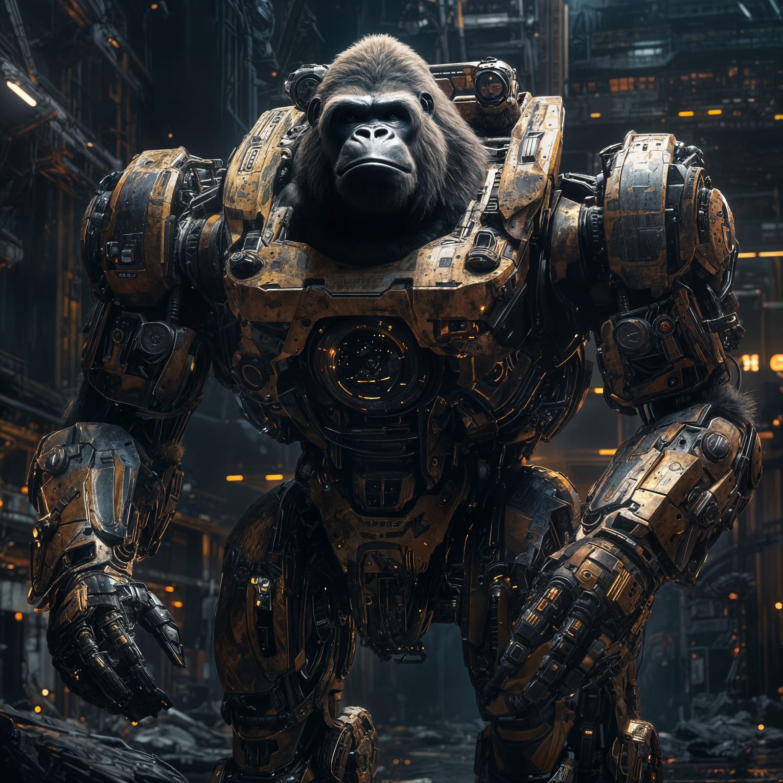 Futuristic Mech Gorilla Guardian in Sleek Style