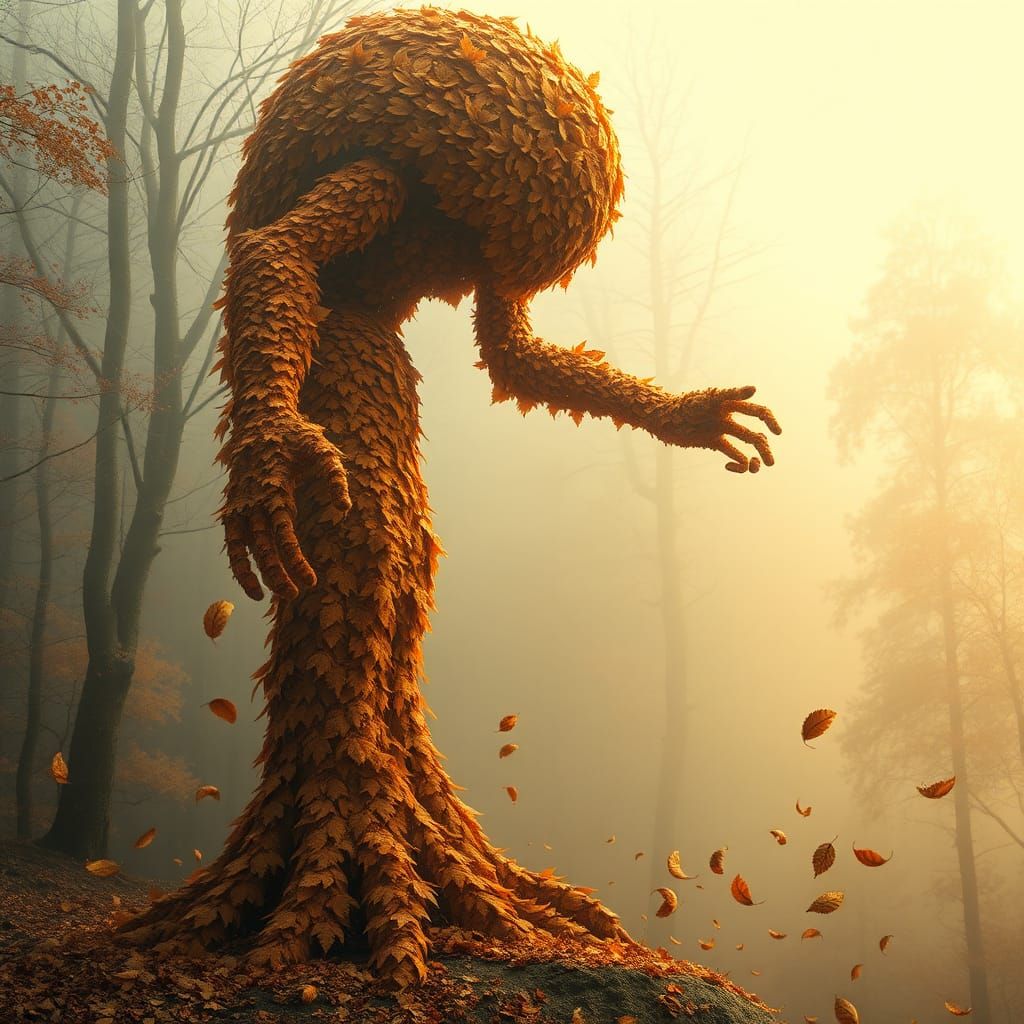 Autumn Leaf Golem in Mystical Forest