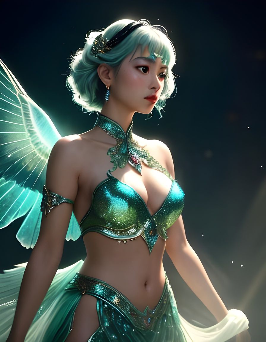 Mythical Creature in Oriental Style with Broken Glass Effect