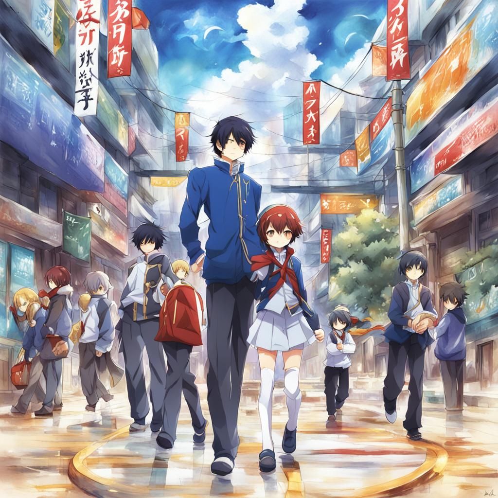 Anime Fantasy Girl in Vibrant Colors Inspired by Japanese Ma...