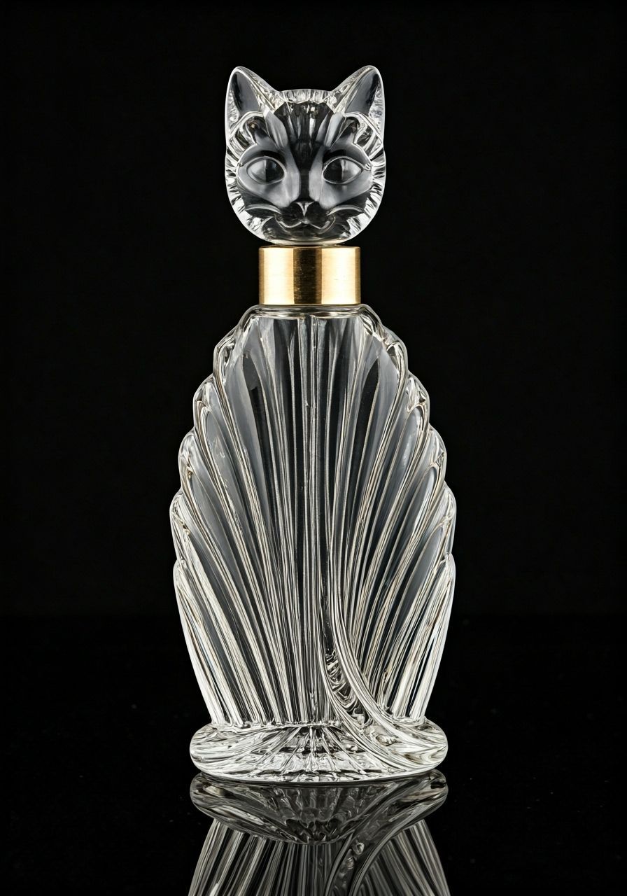 Art Deco crystal perfume bottle in the shape of a cat, art D...