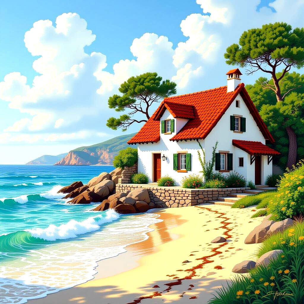 Beautiful Photorealistic House by the Sea