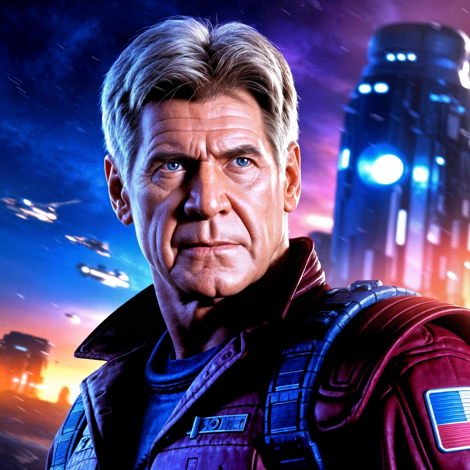 Sci-Fi Movie Poster: Harrison Ford in Space