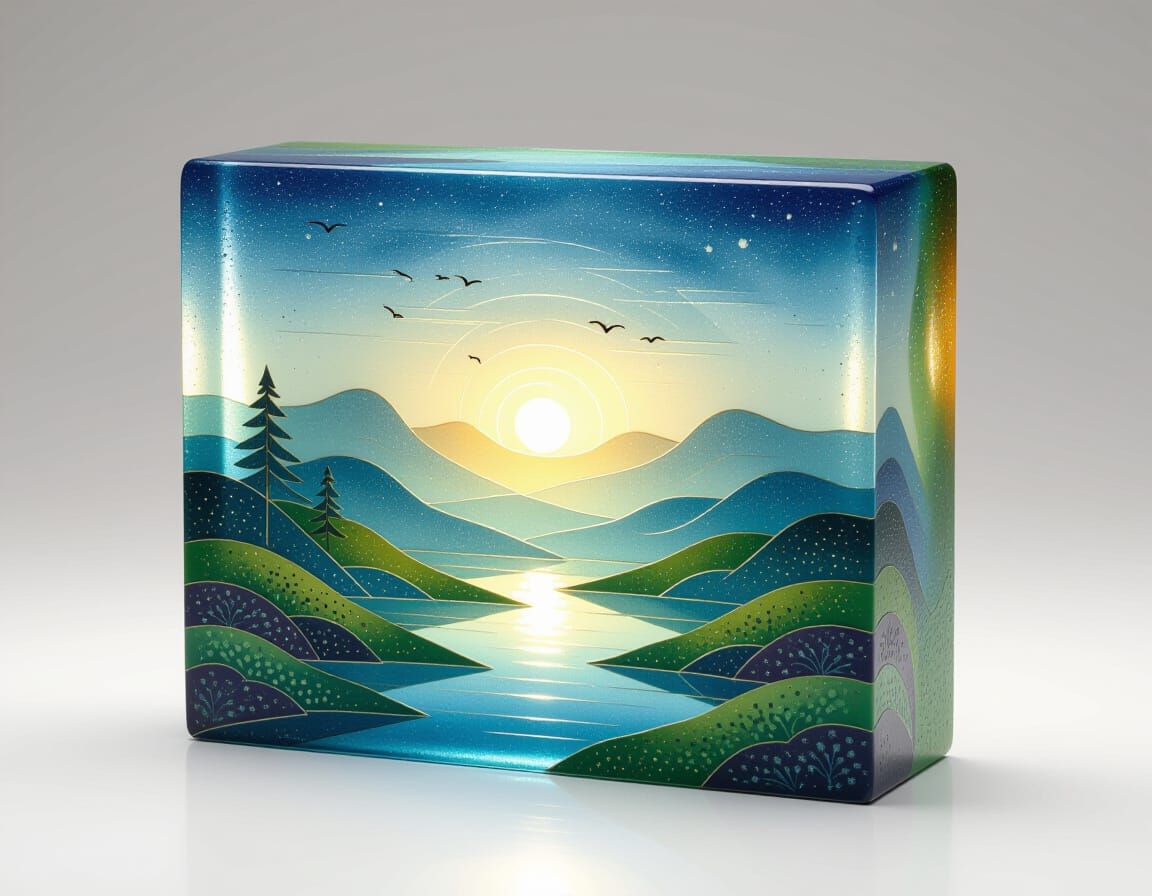 Cloisonné Landscape Set in Resin