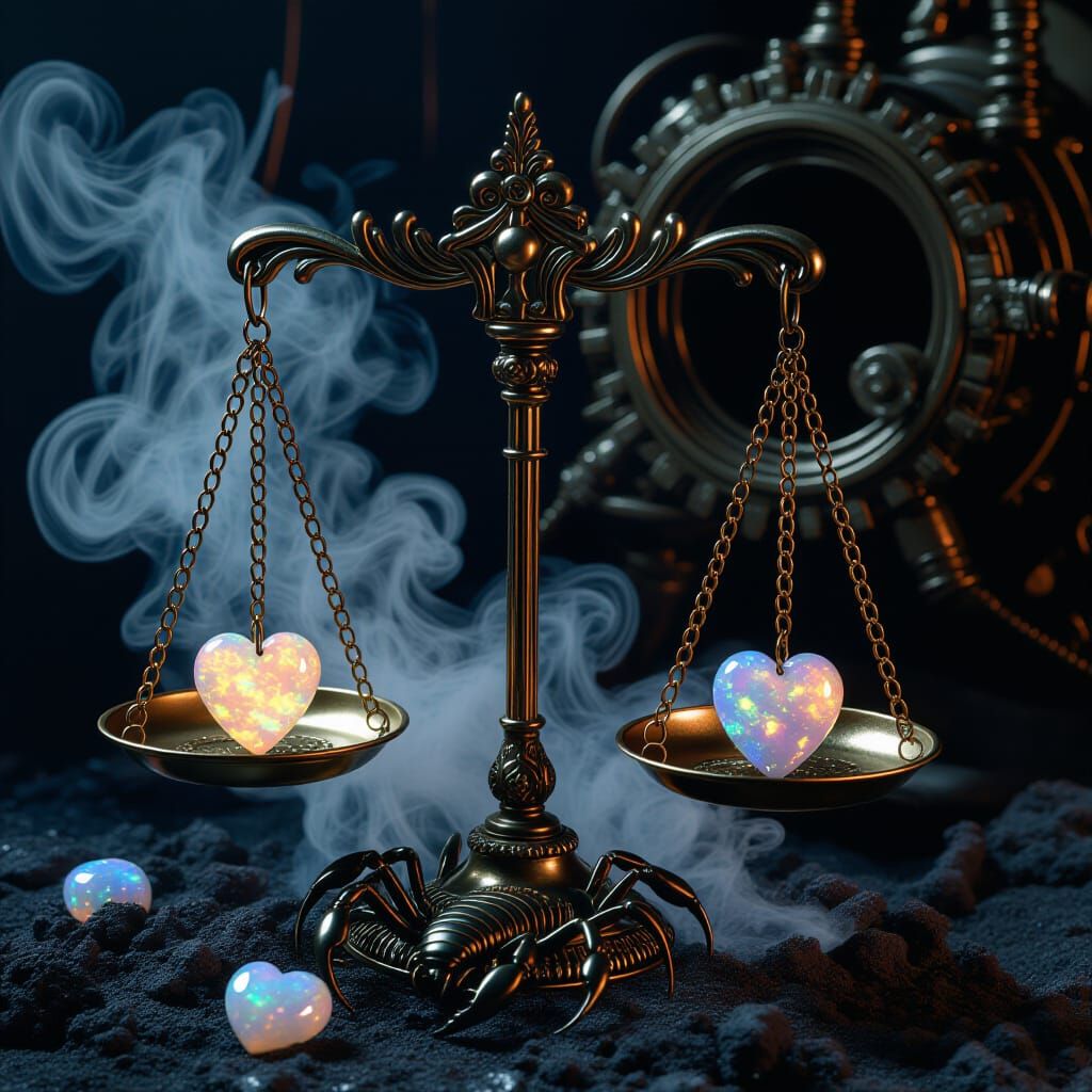 Steampunk Libra Scales with Scorpion Tails