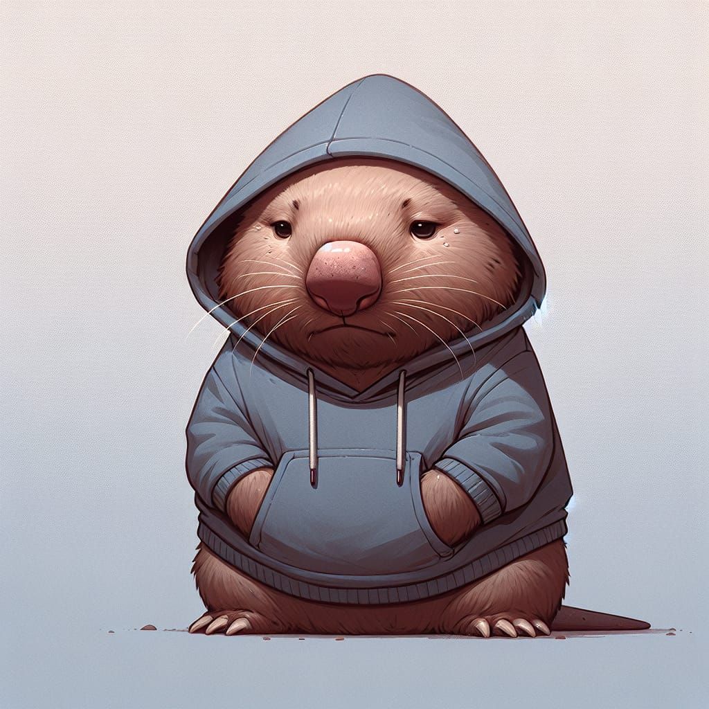 Wombat in Hoodie Captured in Melancholic Mood