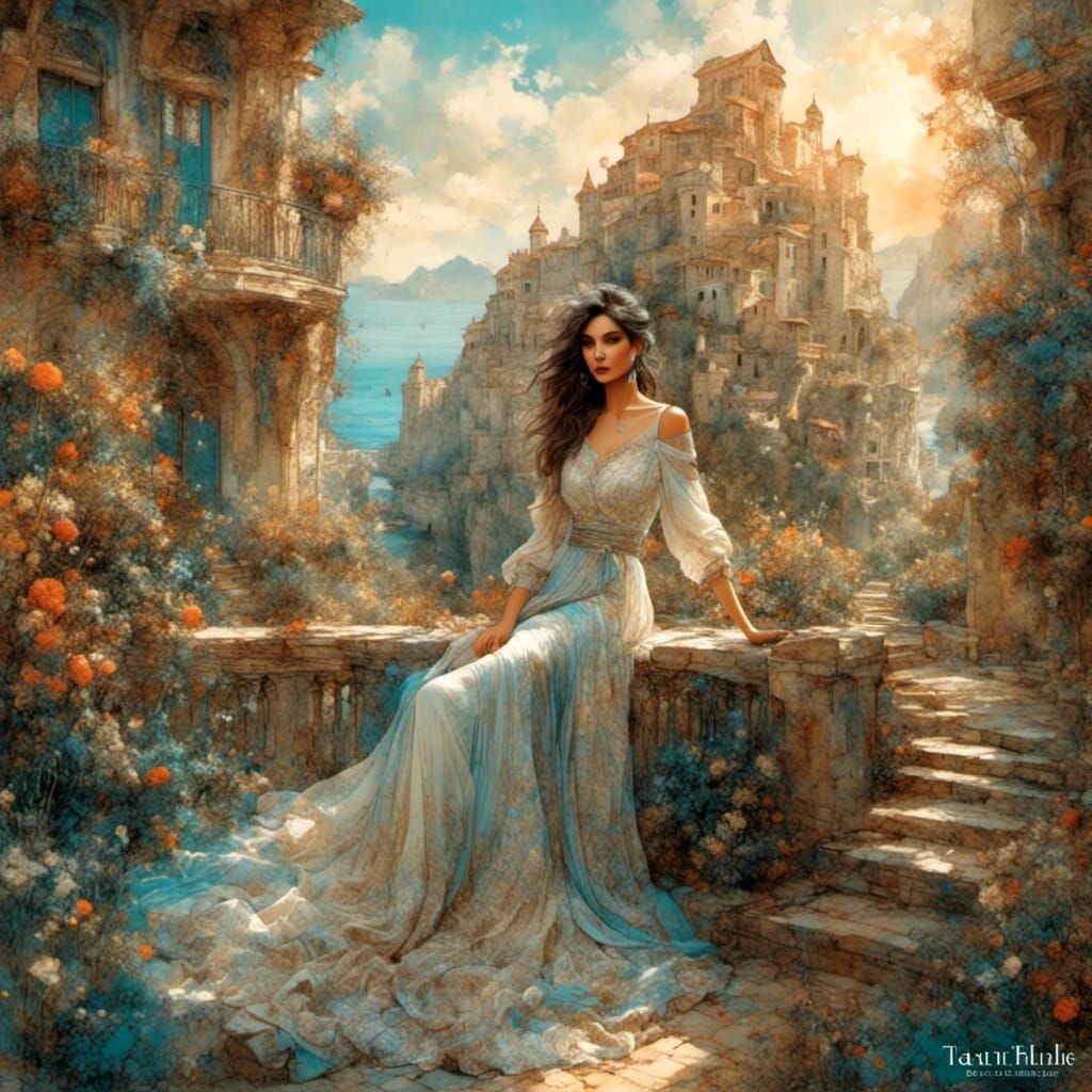 Melancholic Beauty in Sketch and Ink Style