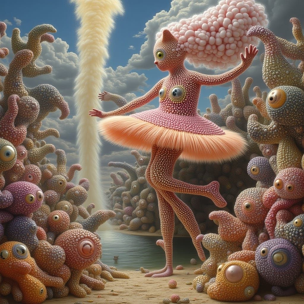 Surreal Futuristic Ballerina in Vibrant Grunge Oil Painting....