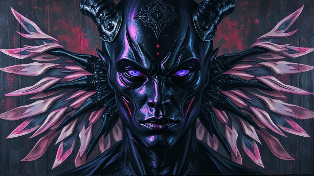 Gothic Dark Deity Portrait in Surreal Cosmic Horror Style