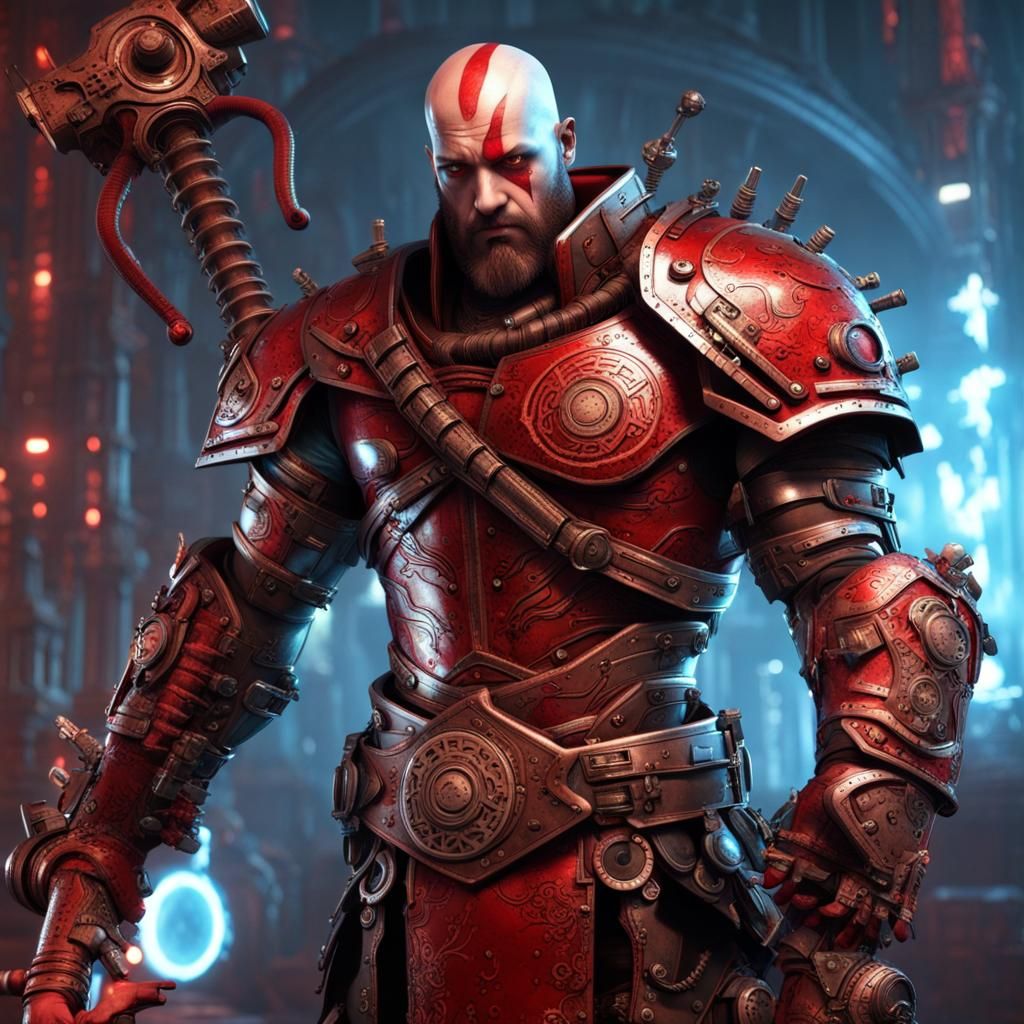 Steampunk Kratos Armor with War Hammer
