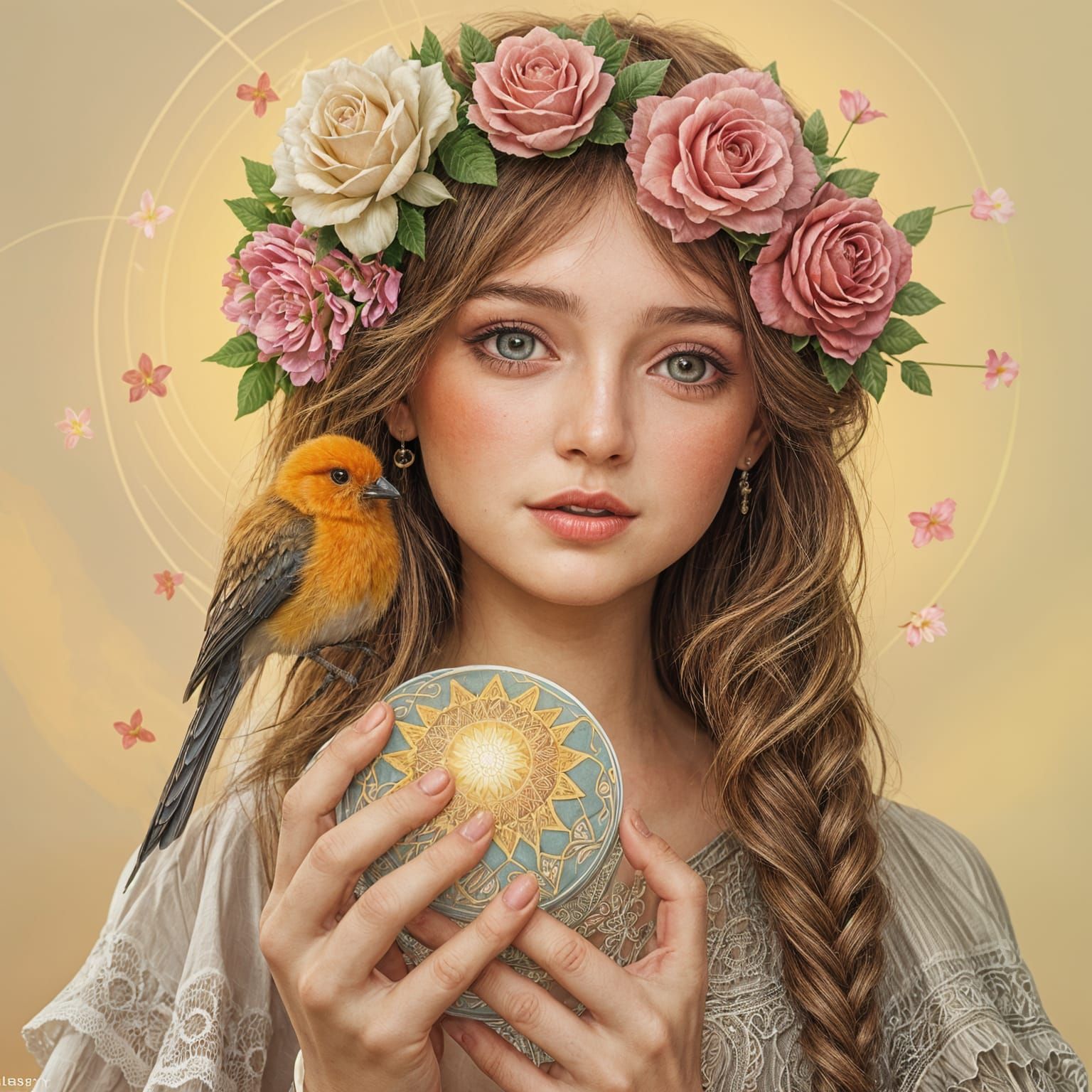 Radiant Butterfly-Winged Sorceress with Magic Orb