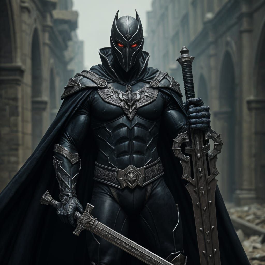 Black Armored Superhero Concept Art