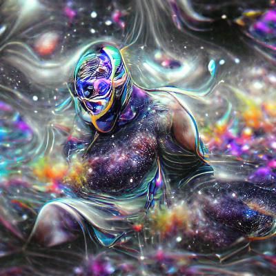Galaxy Masked Man: Holographic Cosmic Illustration