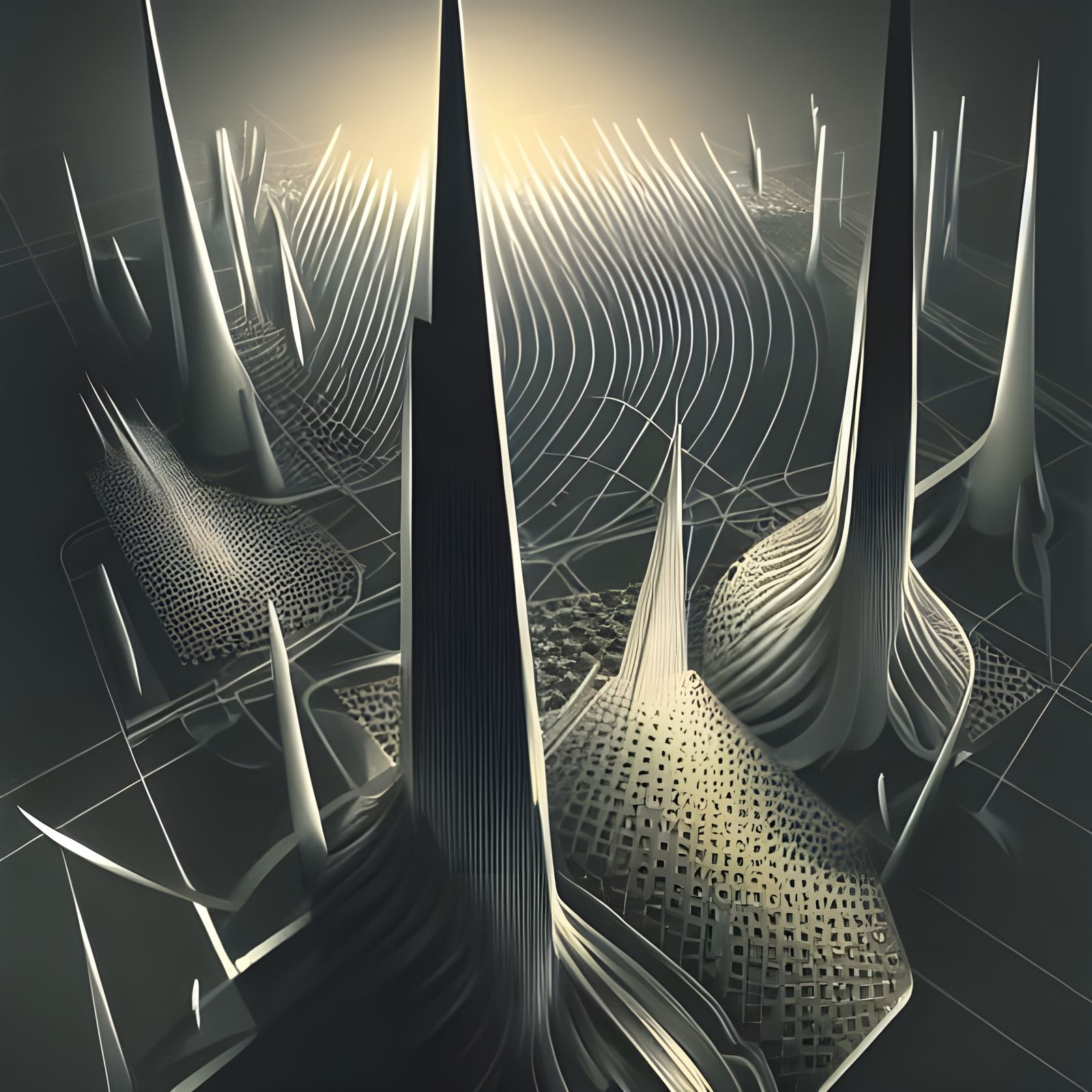 Futuristic Endless Cityscape: Hypermaximalist Aerial View