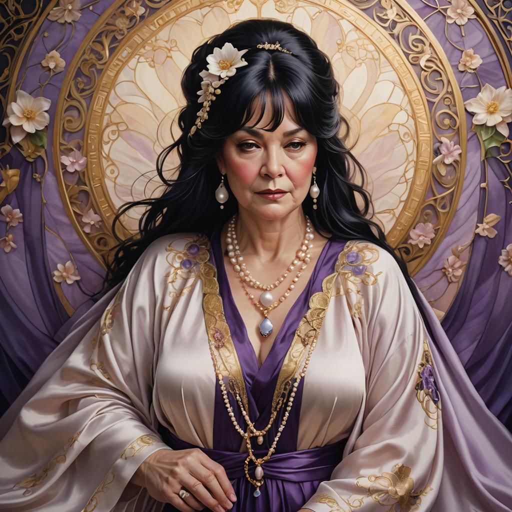 Elegant Portrait of Voluptuous Woman in Art Nouveau Style