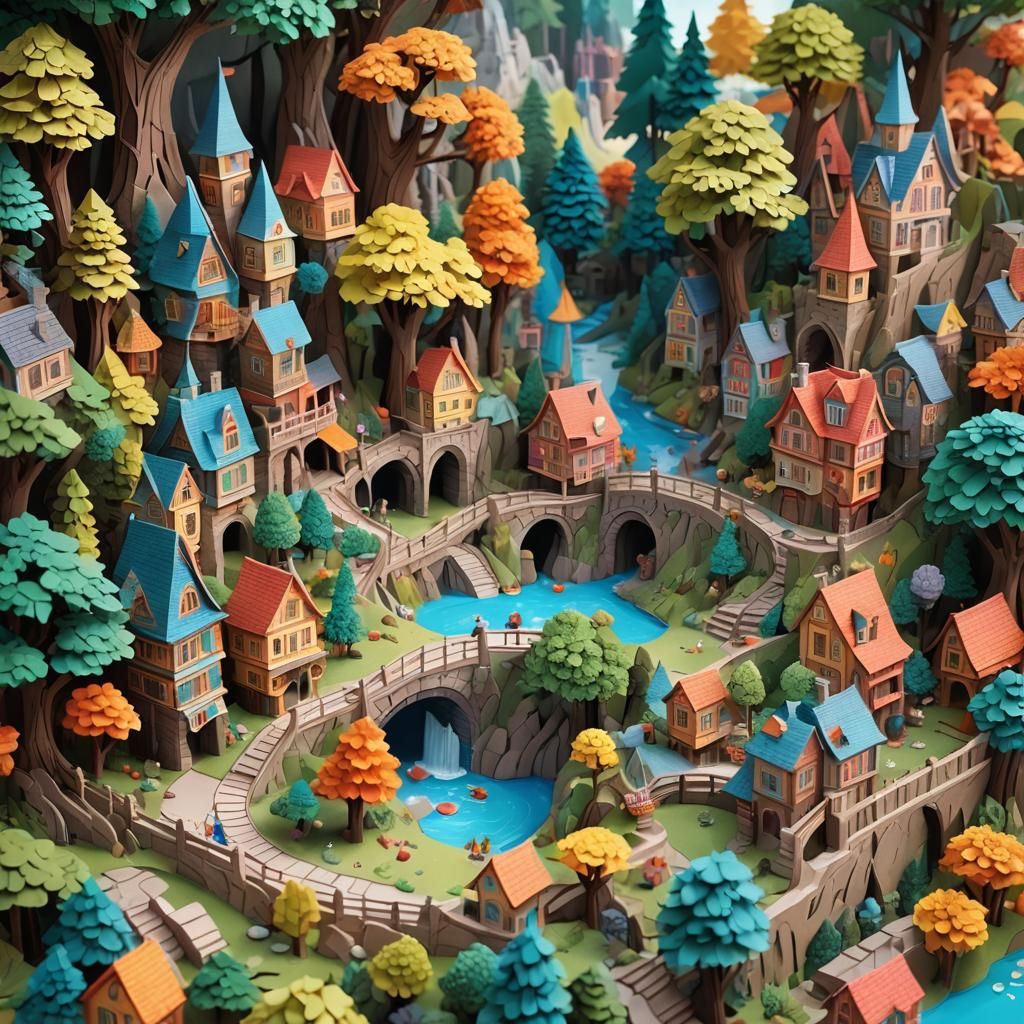 Colorful Pop-Up Book Scenes in 3D Origami