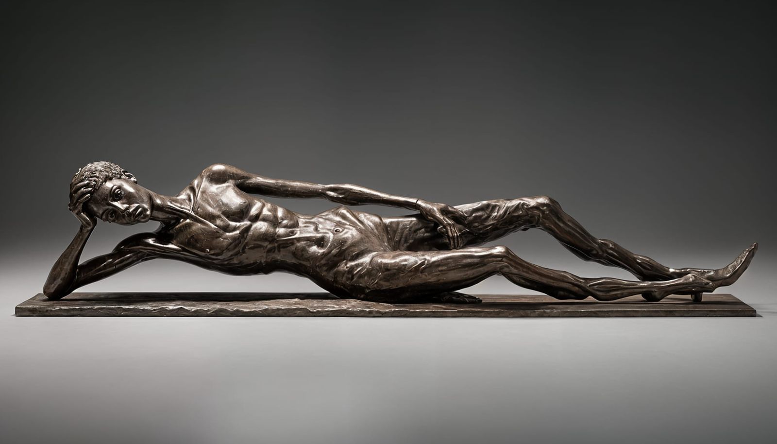 Bronze Sculpture of a Man in Giacometti Style