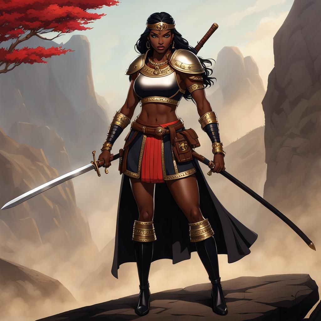 Fantasy Paladin in Armor Holding Katana