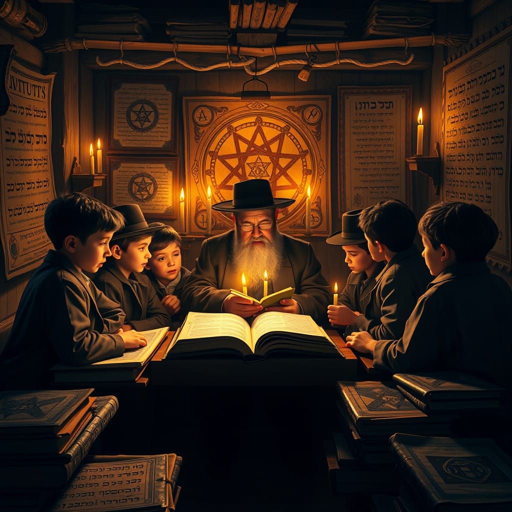 Orthodox Jewish Boys Study Torah in a Mystical Talmud Torah