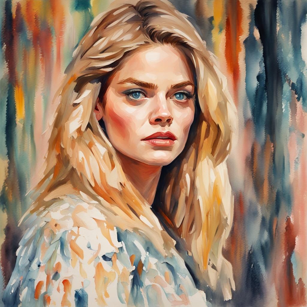 Gouache Style Portrait in Watercolor