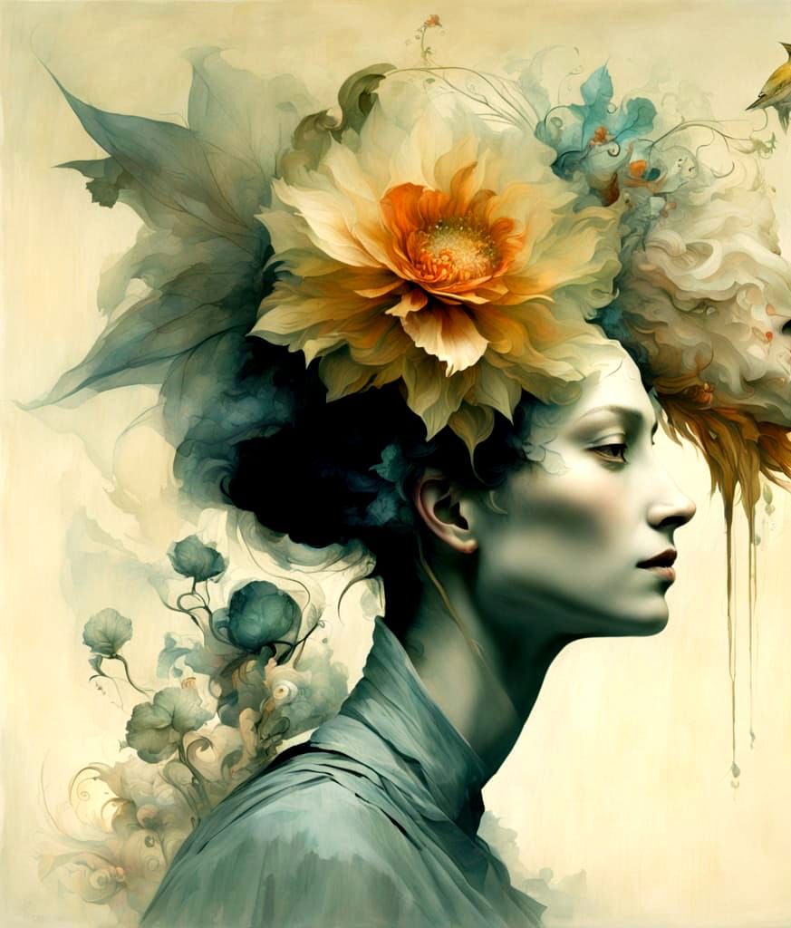 Mystical Floral Human Form in Avant Garde Style