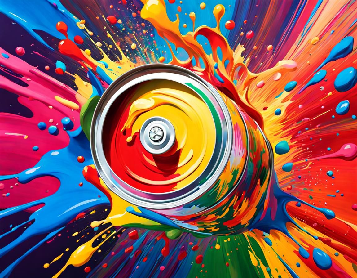 Exploding Paint Can in Expressionist Style