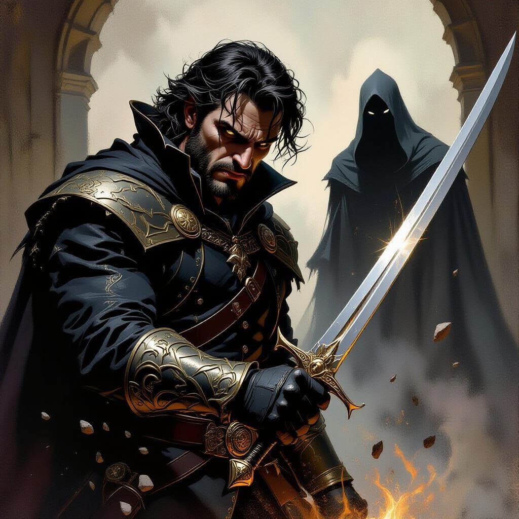 Wicked Prince's Sword Crumbles to Dust in Dark Fantasy Art