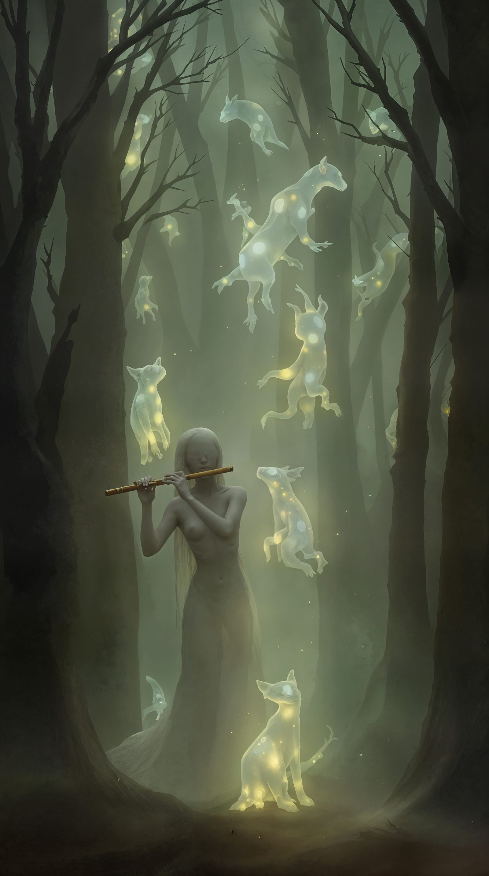 Ethereal Flautist in Enchanted Forest