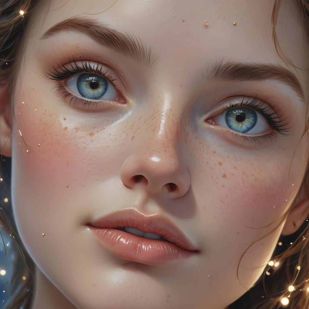 Beautiful Freckled Woman in Oil Painting Style