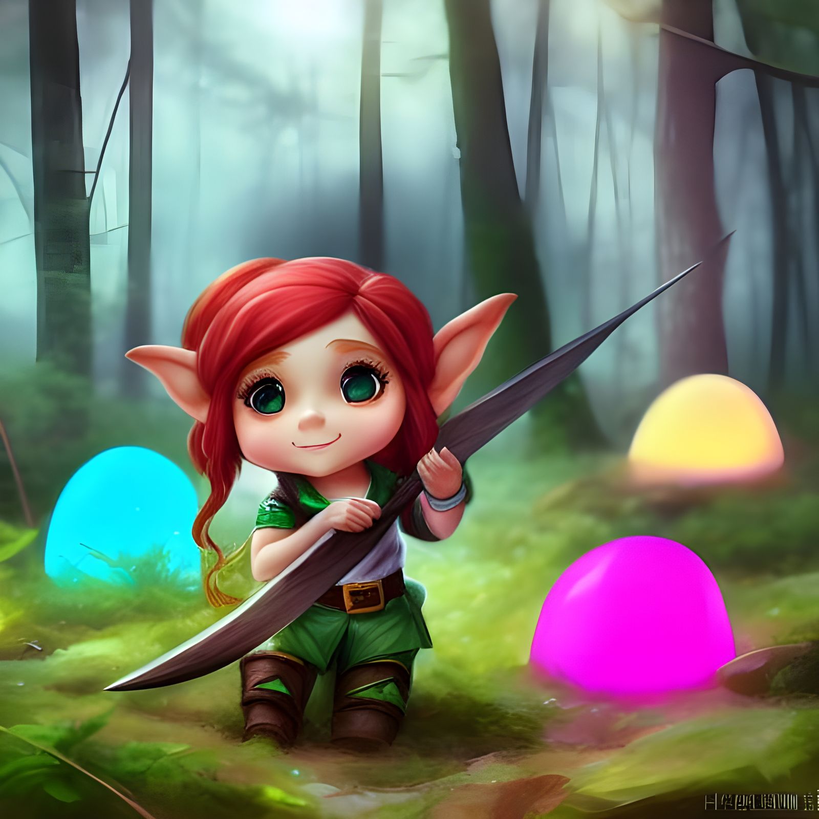 Chibi Gnome Ranger in Crystalline Forest