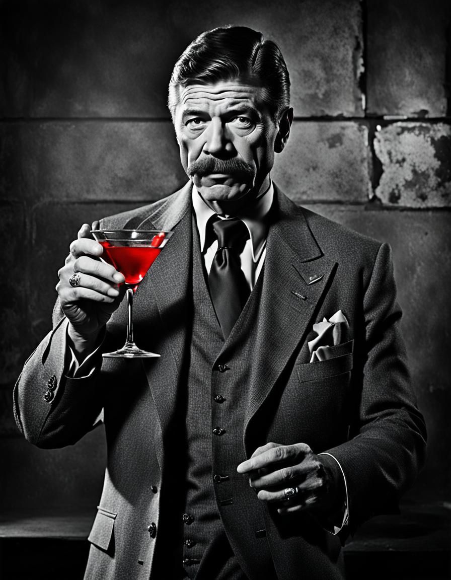 Film Noir Cocktail with Selective Red Color