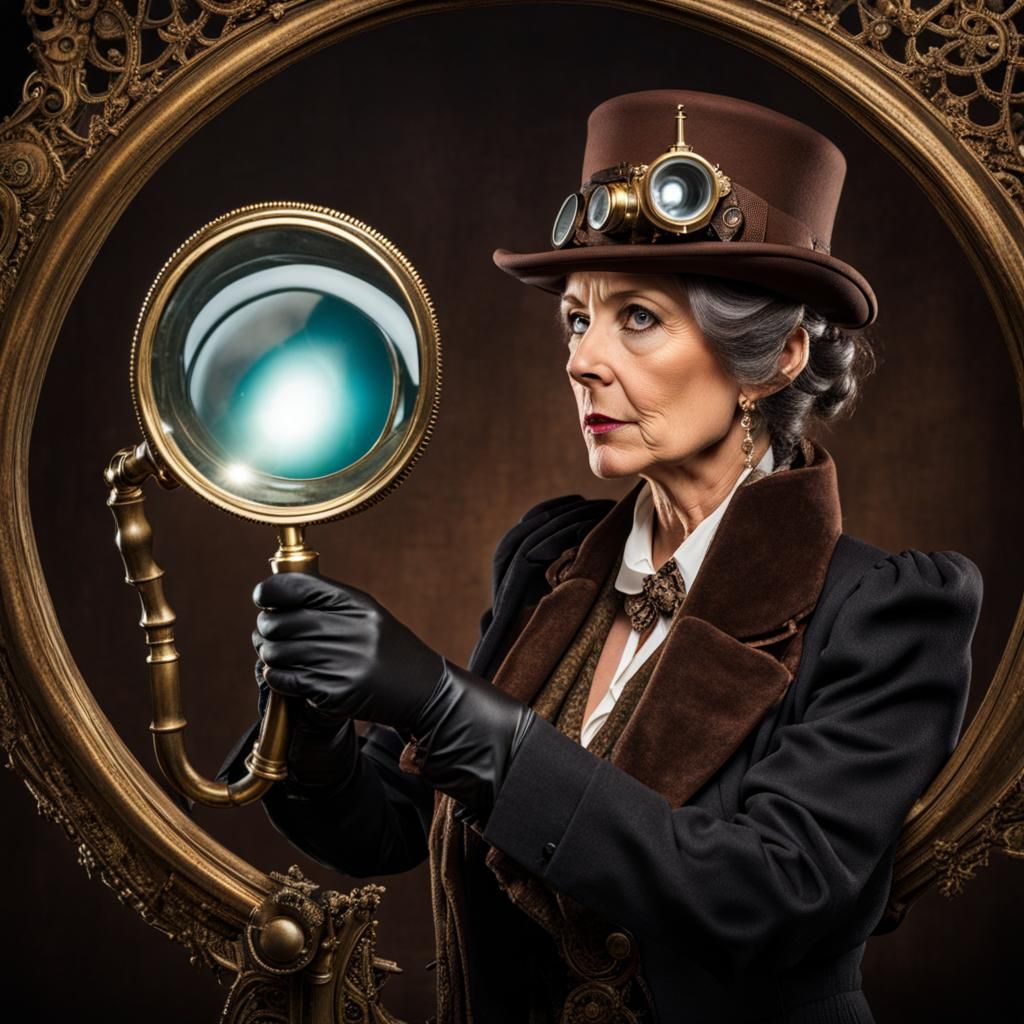 Steampunk Sherlock Holmes Inspecting Details