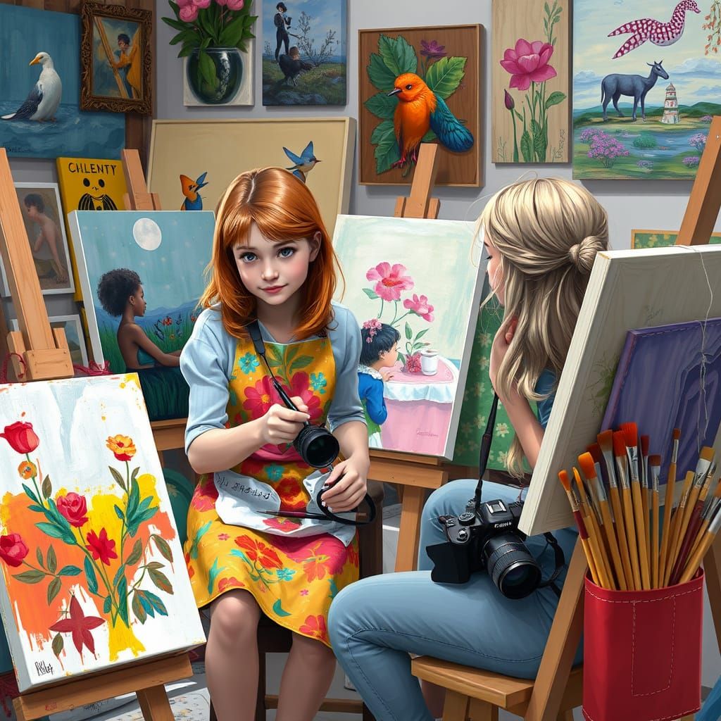 Alice's Vibrant Art Studio: An Impressionist-Inspired Scene