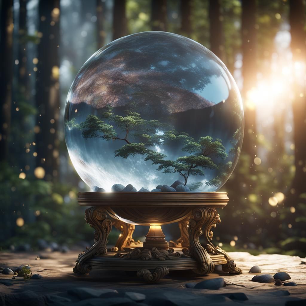 Crystal Ball in Nature: 3D Game Cinematic Render