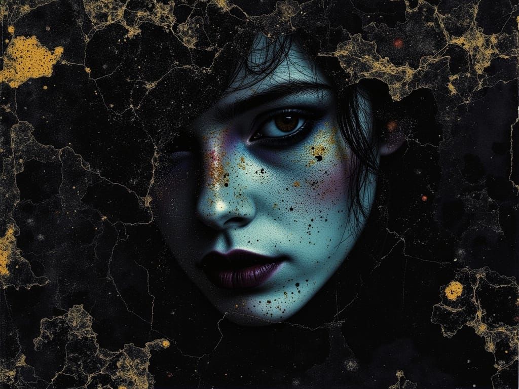 Vibrant Abstract Portrait with Contrasting Colors