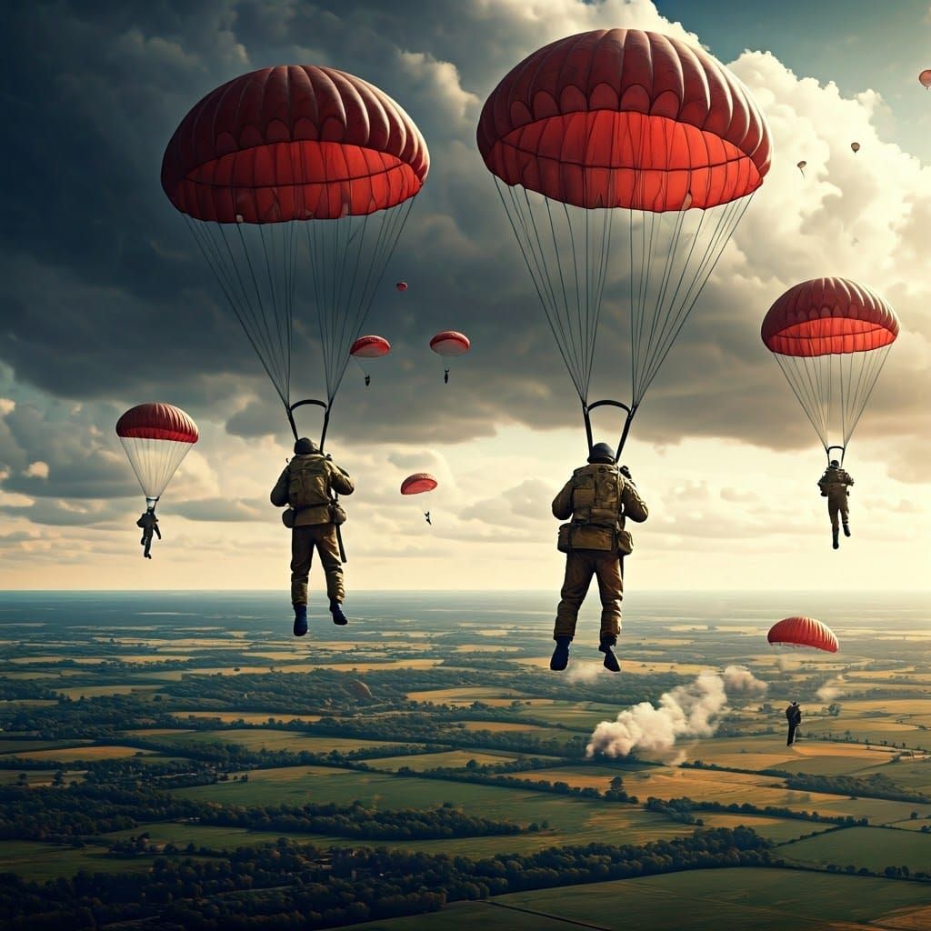 Paratroopers Descending into Arnhem: Digital Matte Painting